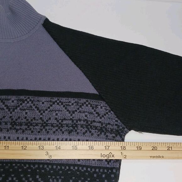 VTG Nils Ski Sweater Black Purple Fair Isle Wool Blend Large EUC - Picture 7 of 8